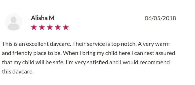 Five-star review from Alisha M dated June 5, 2018