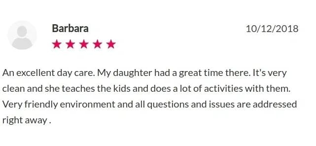 Five-star review from Barbara dated October 12, 2018