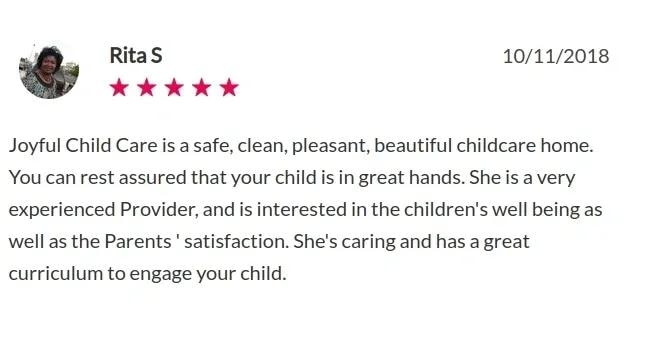 Five-star review from Rita S dated October 11, 2018
