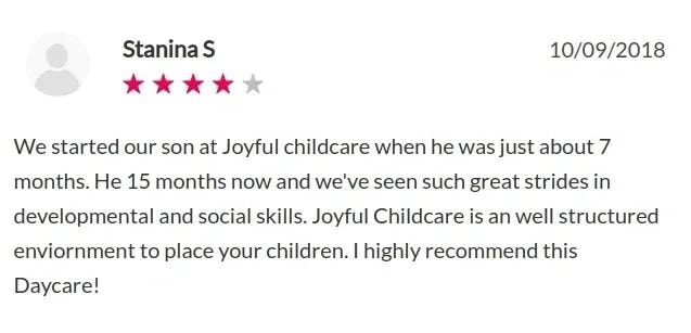 Four-star review from Stanina S dated October 9, 2018